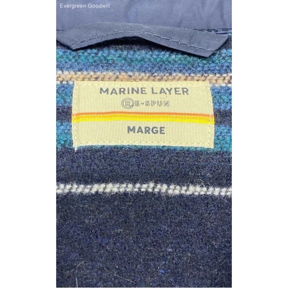Marine Layer Mens Blue Striped Long Sleeve Button Front Shirt Jacket M (no size) - Picture 6 of 12